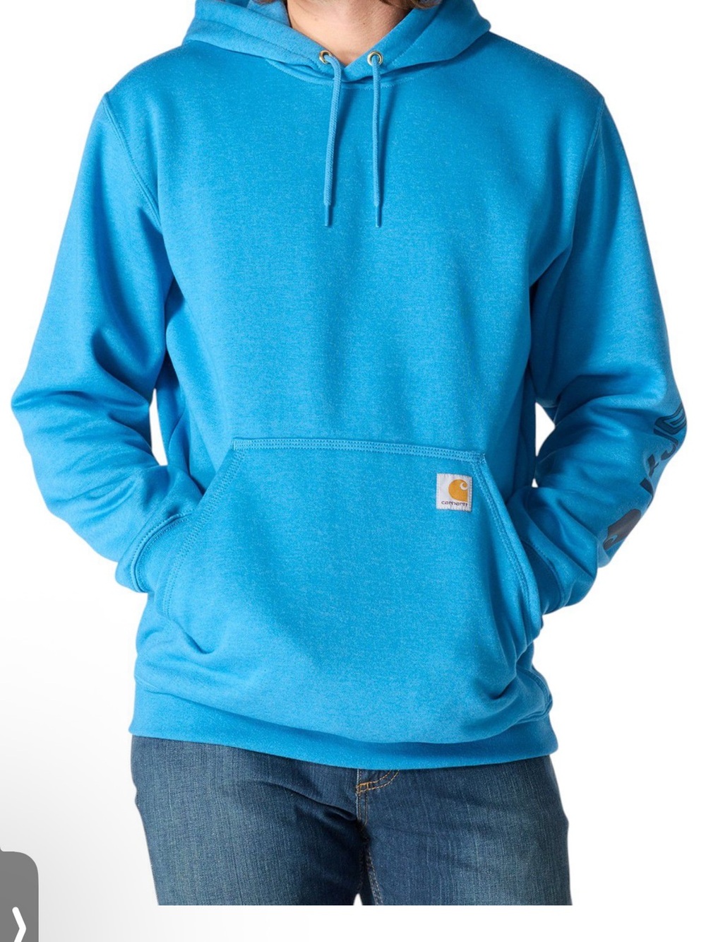 NWT Carhartt Men's Midweight Fleece Blue Pullover Hoodie Loose Fit  Sz L $60